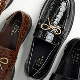 ShuShop Toulouse Black Croc Loafer - Shoes - Flats - ShuShop