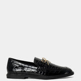 ShuShop Toulouse Black Croc Loafer - Shoes - Flats - ShuShop
