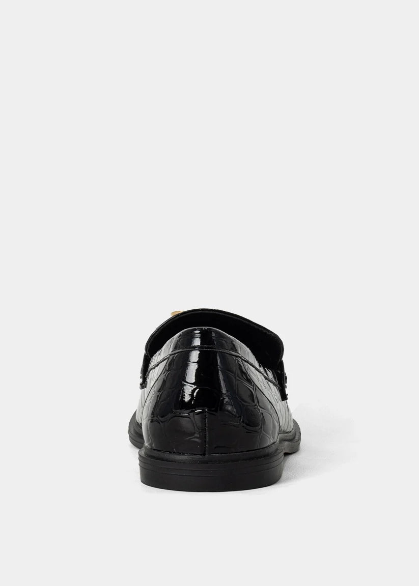 ShuShop Toulouse Black Croc Loafer - Shoes - Flats - ShuShop