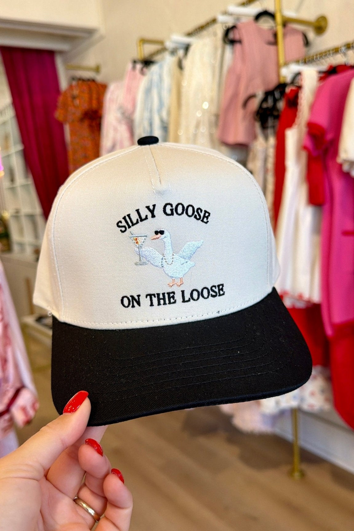 Silly Goose on Loose Embroidered Canvas Trucker Hat - Accessories - Hats - Happiest