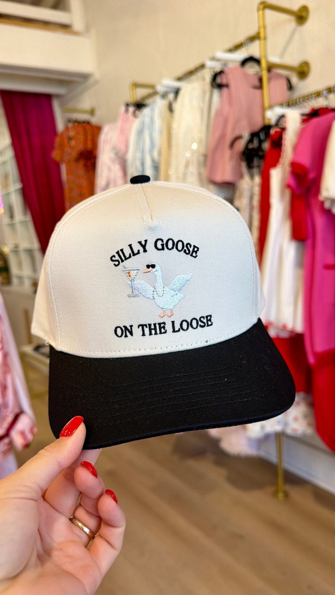 Silly Goose on Loose Embroidered Canvas Trucker Hat - Accessories - Hats - Happiest