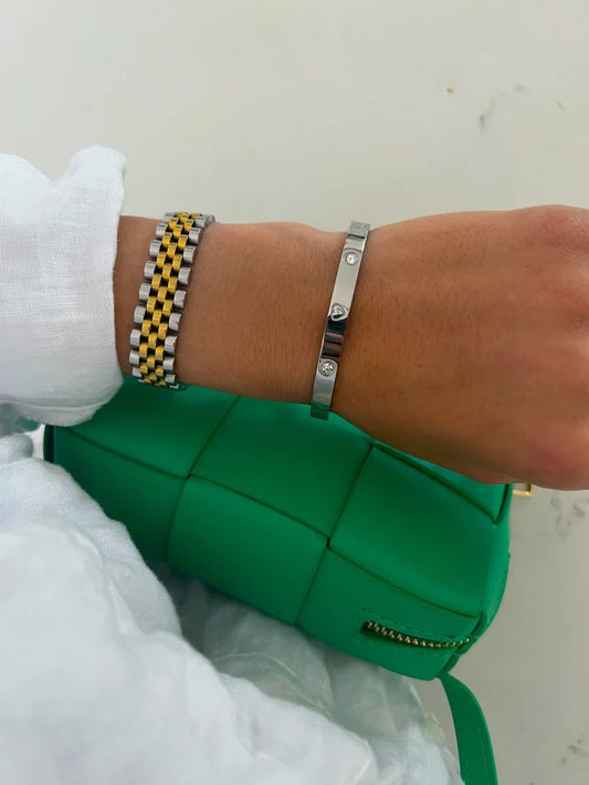 Silver Heart Bangle - Jewelry - Bracelets - Chansutt Pearls