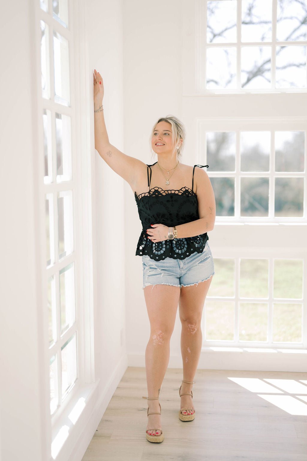 Simple Moments Eyelet Top - Tops - Tanks - Needii