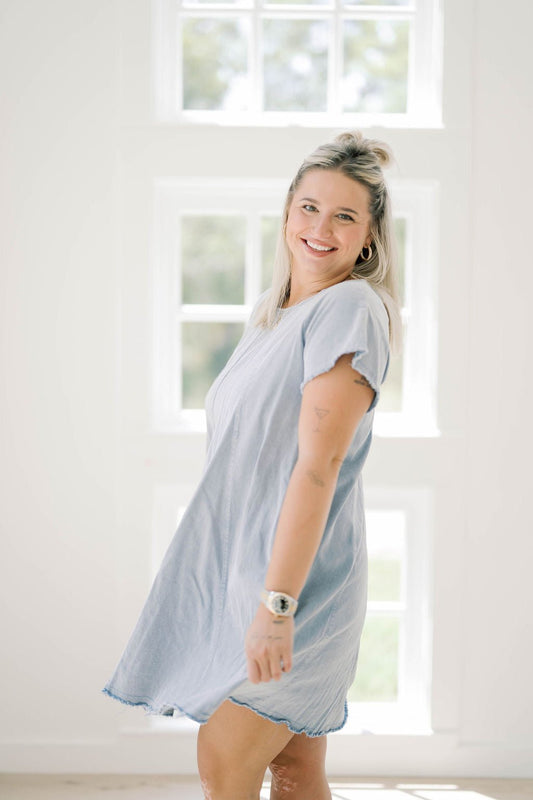 Simply Charming Woven Denim Dress - Dresses - She & Sky