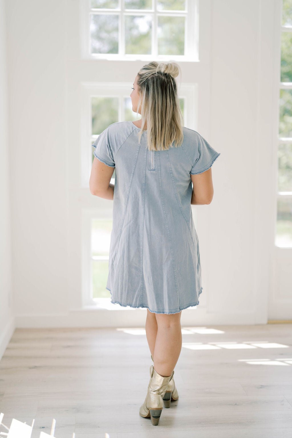 Simply Charming Woven Denim Dress - Dresses - She & Sky