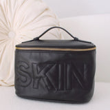 Skin Black Leather Makeup Travel Bag - Accessories - Travel - Kenz Kustomz