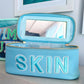SKIN Blue Leather Travel Makeup Bag - Accessories - Travel - Kenz Kustomz