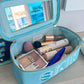 SKIN Blue Leather Travel Makeup Bag - Accessories - Travel - Kenz Kustomz