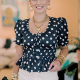 Small Town Chic Peplum Dot Top - Tops - Blouses - TCEC
