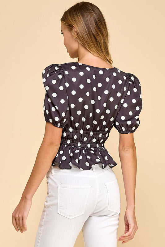 Small Town Chic Peplum Dot Top - Tops - Blouses - TCEC