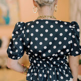 Small Town Chic Peplum Dot Top - Tops - Blouses - TCEC