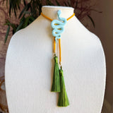 Snake Bolo Baby Blue with Golden Yellow & Olive - Jewelry - Necklaces - Rahya