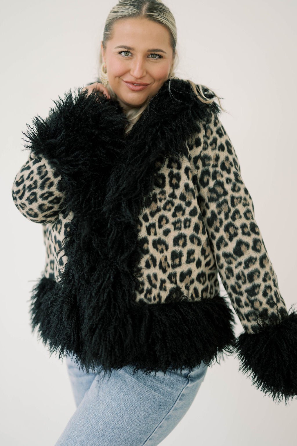 Snow Lovers Leopard Fur Jacket - Outerwear - Jackets - Blue B