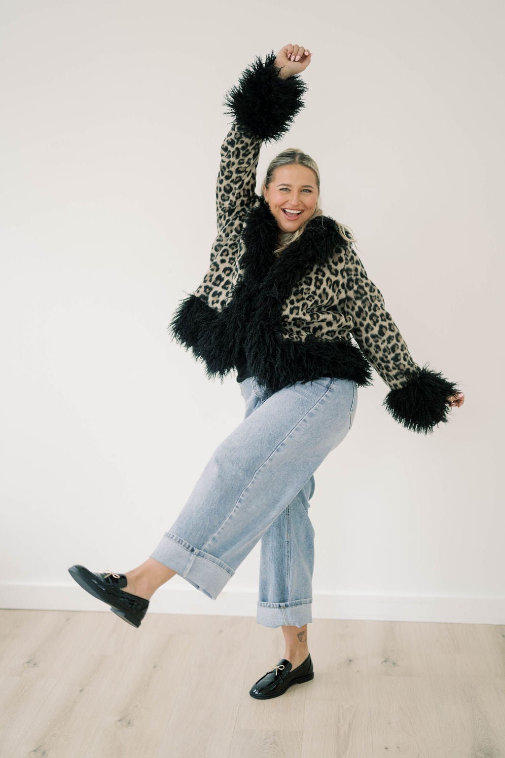 Snow Lovers Leopard Fur Jacket - Outerwear - Jackets - Blue B