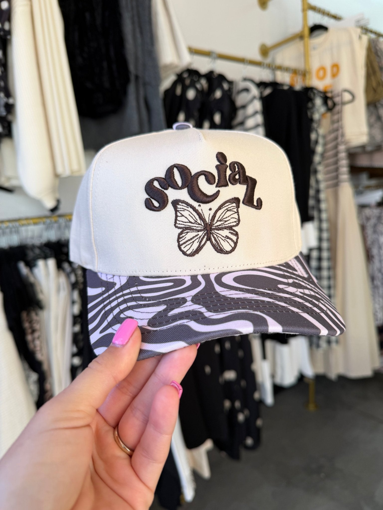 Social Butterfly Canvas Trucker Hat - Accessories - Hats - Summer Tees