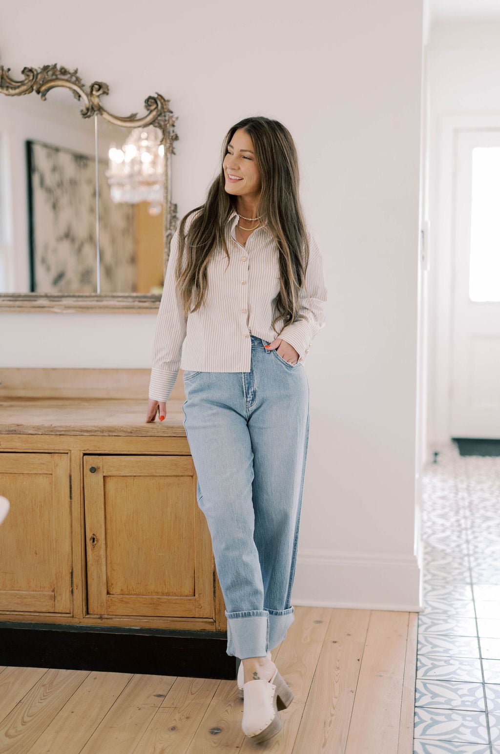 Soho Sunset Button Down Striped Top - Tops - Blouses - Able