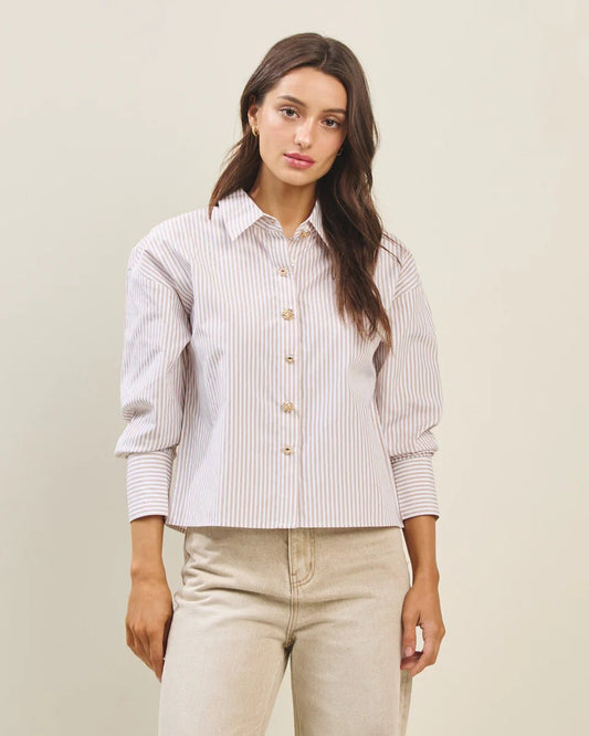 Soho Sunset Button Down Striped Top - Tops - Blouses - Able