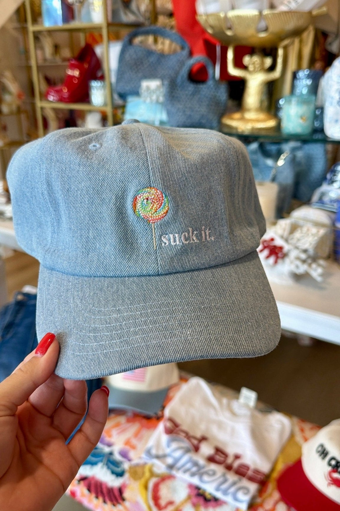 Suck It Denim Dad Hat - Accessories - Hats - Happiest