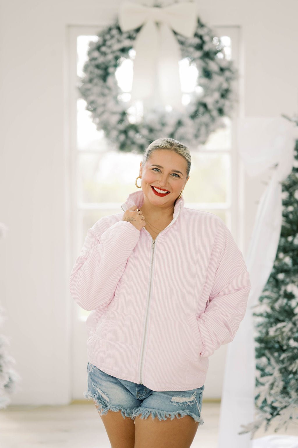 Sweet Meadow Stripe Quilted Jacket - Outerwear - Jackets - Peach Love CA