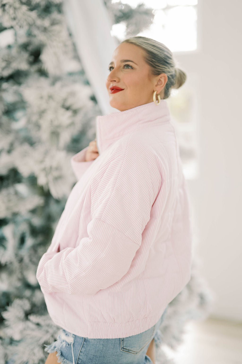 Sweet Meadow Stripe Quilted Jacket - Outerwear - Jackets - Peach Love CA