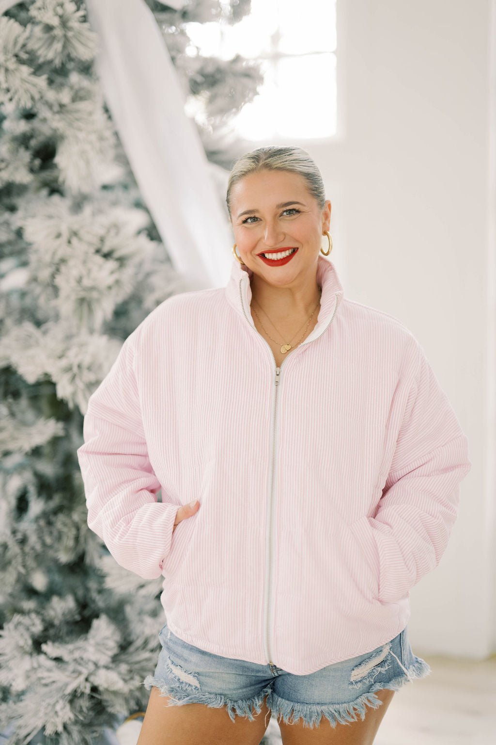 Sweet Meadow Stripe Quilted Jacket - Outerwear - Jackets - Peach Love CA