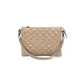Tan Patent Leather Quilted Clutch/Crossbody Handbag - Accessories - Purses & Handbags - BC Bags