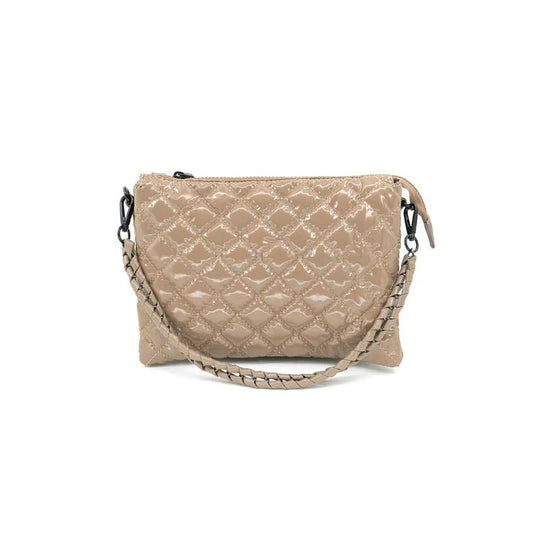 Tan Patent Leather Quilted Clutch/Crossbody Handbag - Accessories - Purses & Handbags - BC Bags