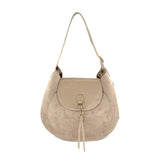 Taupe Suede Shoulder Tote - Bags - Totes - BC Bags