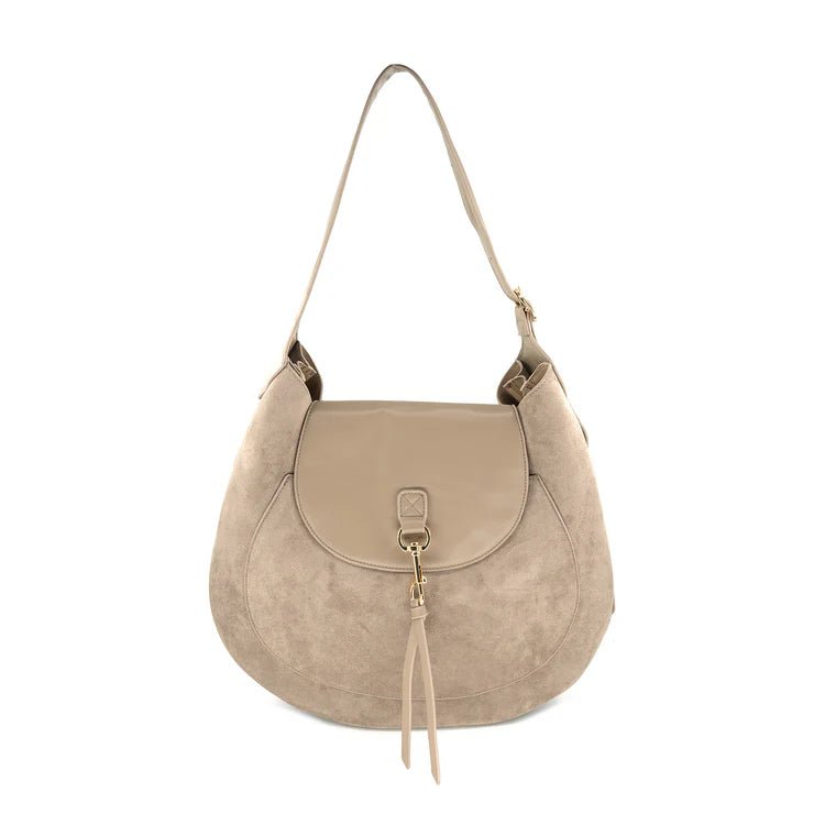 Taupe Suede Shoulder Tote - Bags - Totes - BC Bags