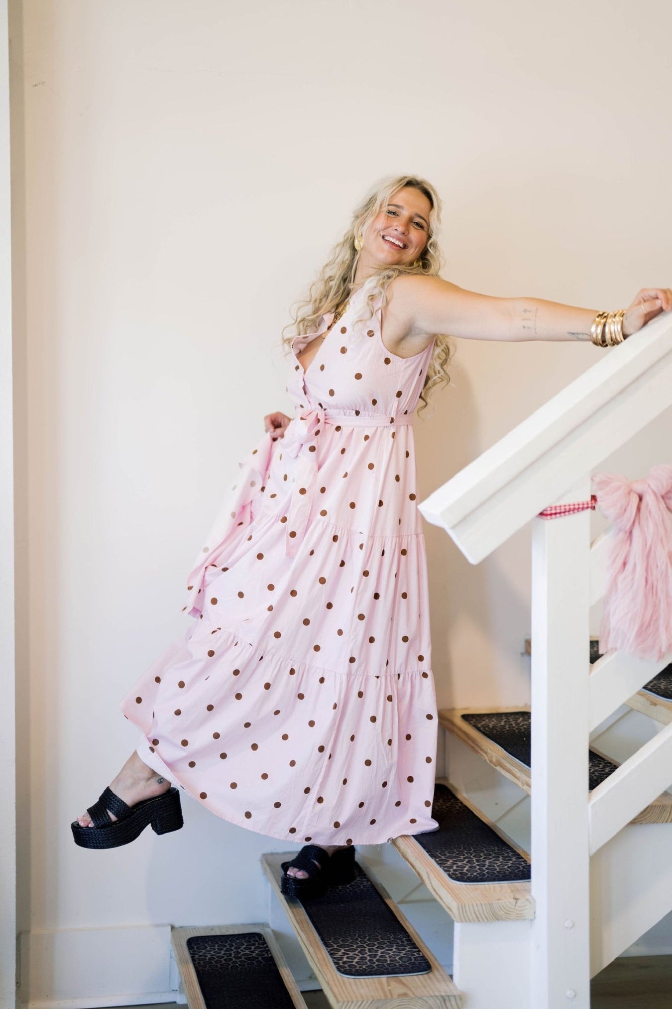 Tea Garden Party Dot Dress - Dresses - Peach Love CA