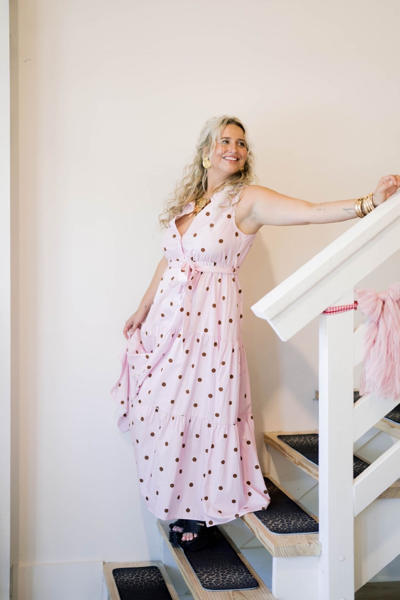 Tea Garden Party Dot Dress - Dresses - Peach Love CA