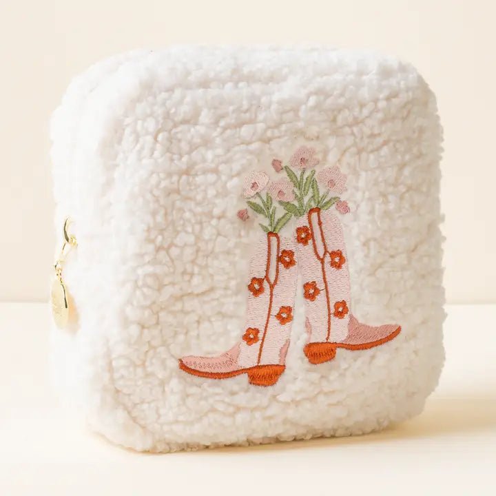 Teddy Pouch Square Cowgirl Boots - Accessories - Travel - Darling Effect