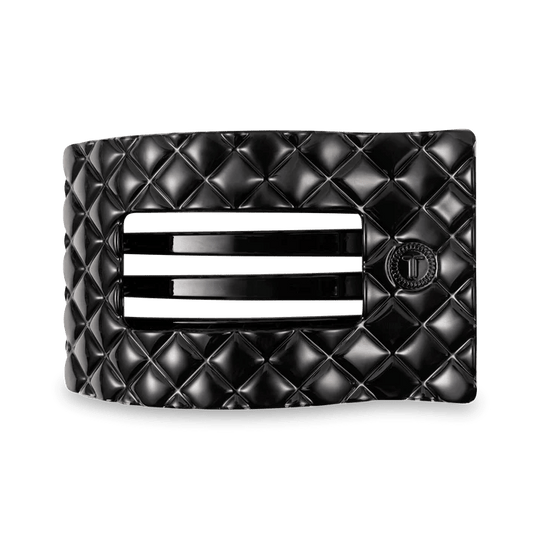 TELETIES - Jet Black Quilted Large Flat Rectangle Hair Clip - Accessories - Hair - Teleties