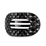 TELETIES - Jet Black Quilted Large Flat Round Hair Clip - Accessories - Hair - Teleties