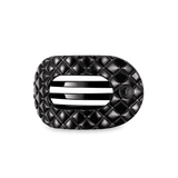 TELETIES - Jet Black Quilted Medium Flat Round Hair Clip - Accessories - Hair - Teleties