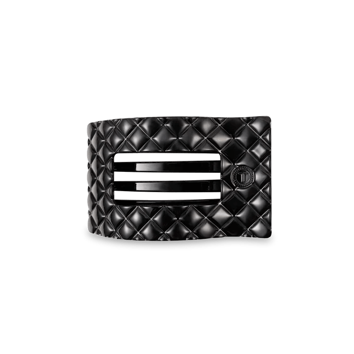 TELETIES - Jet Black Quilted Small Flat Rectangle Hair Clip - Accessories - Hair - Teleties