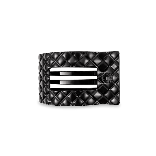 TELETIES - Jet Black Quilted Small Flat Rectangle Hair Clip - Accessories - Hair - Teleties
