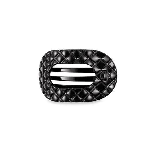 TELETIES - Jet Black Quilted Small Flat Round Hair Clip - Accessories - Hair - Teleties