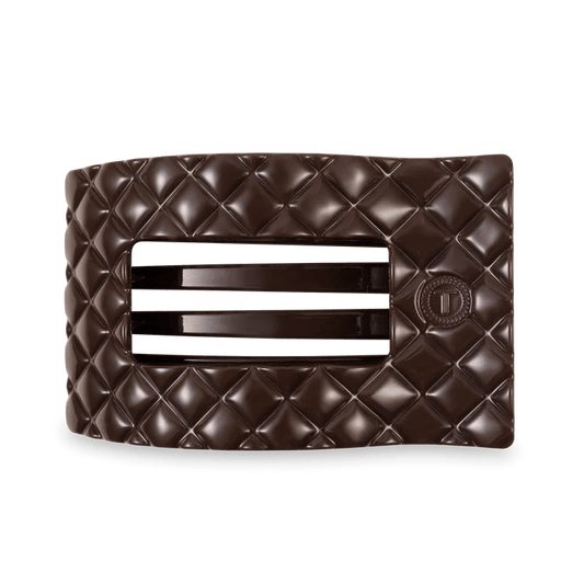 TELETIES - Truly Taupe Quilted Large Flat Rectangle Hair Clip - Accessories - Hair - Teleties