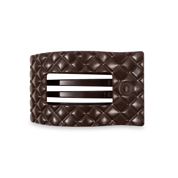 TELETIES - Truly Taupe Quilted Medium Flat Rectangle Hair Clip - Accessories - Hair - Teleties