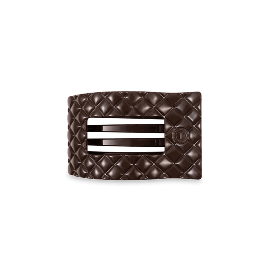 TELETIES - Truly Taupe Quilted Small Flat Rectangle Hair Clip - Accessories - Hair - Teleties