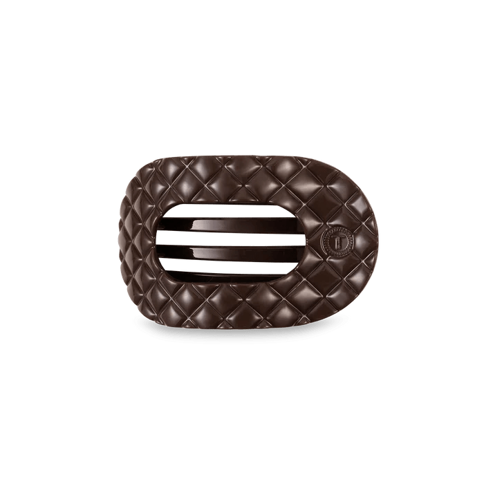 TELETIES - Truly Taupe Quilted Small Flat Round Hair Clip - Accessories - Hair - Teleties