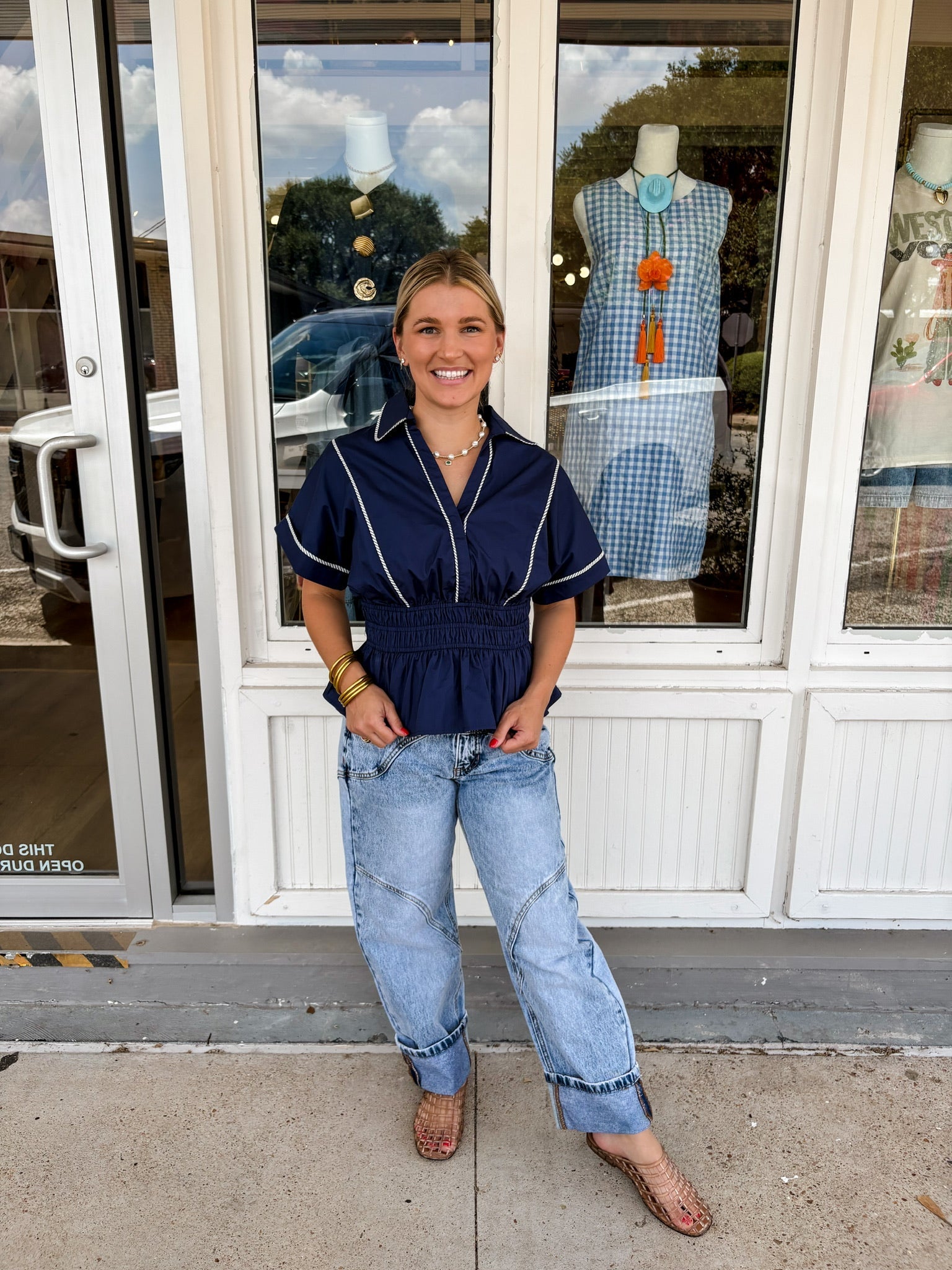 The High Rise Barrel Wide Cuff Jeans - Bottoms- Pants - Saige Denim