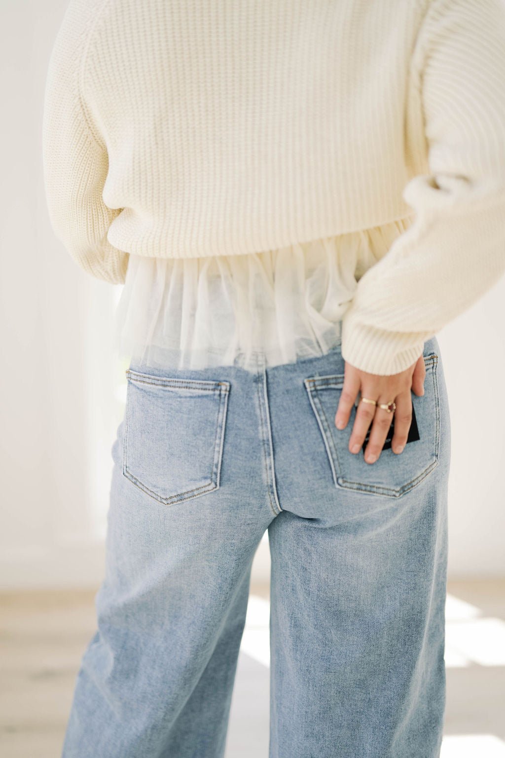The High Rise Curve Barrel Jeans - Bottoms - Pants - Saige Denim