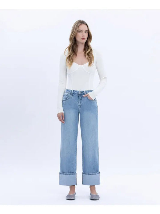 The Lou High Rise Medium Denim Jeans - Bottoms - Pants - Vervet - Flying Monkey