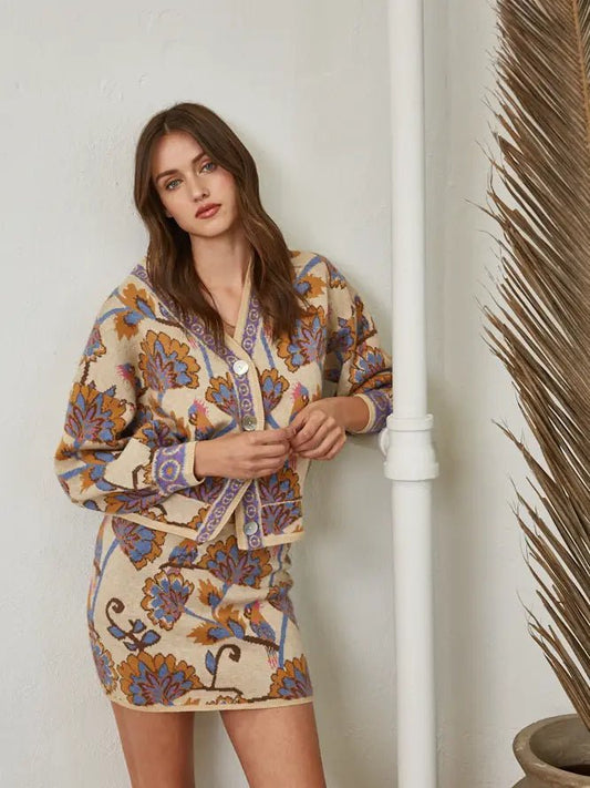 Timeless Era Fall Floral Knit Cardigan - Tops - Sweaters - Fate