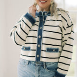 Timeless Stripes Sweater Denim Top - Tops - Sweaters - Able
