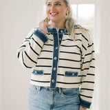 Timeless Stripes Sweater Denim Top - Tops - Sweaters - Able