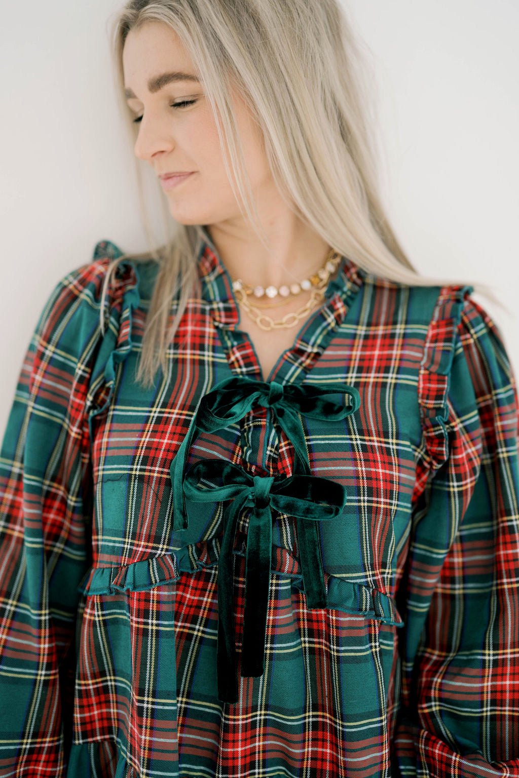 'Tis the Season Plaid Ruffle Dress - Dresses - Peach Love CA