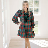 'Tis the Season Plaid Ruffle Dress - Dresses - Peach Love CA